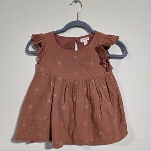 Cat And Jack Girls' Rust Sleeveless Dress with Embroidered Flowers 7/8